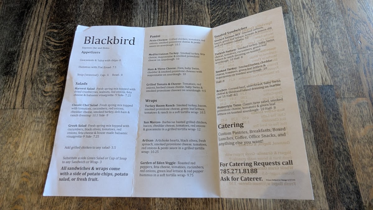 Blackbird Espresso Bar and Bistro Menu - Image 2