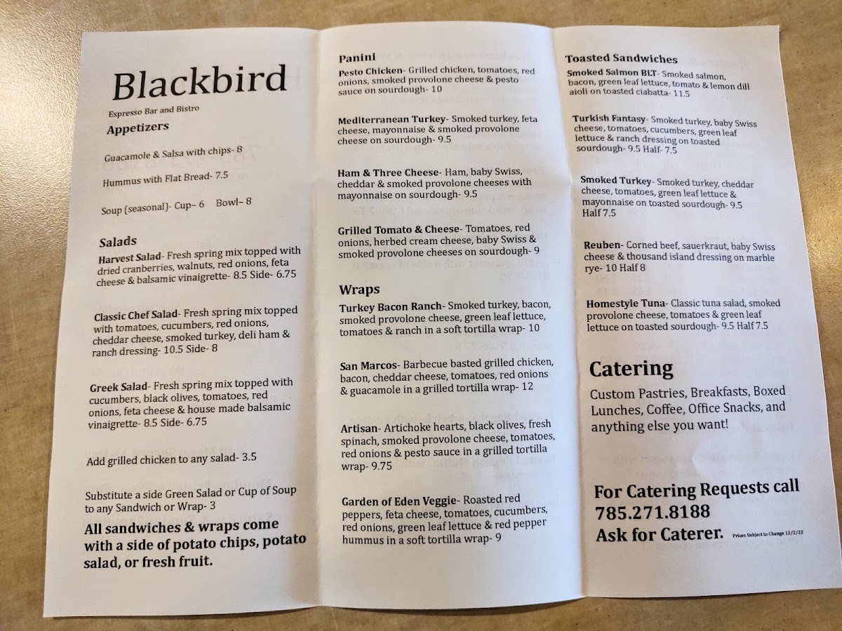 Blackbird Espresso Bar and Bistro Menu - Image 4