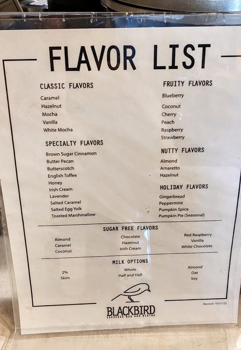Blackbird Espresso Bar and Bistro Menu - Image 5