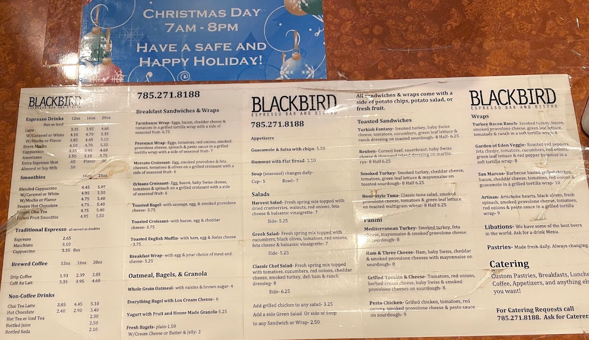 Blackbird Espresso Bar and Bistro Menu - Image 6